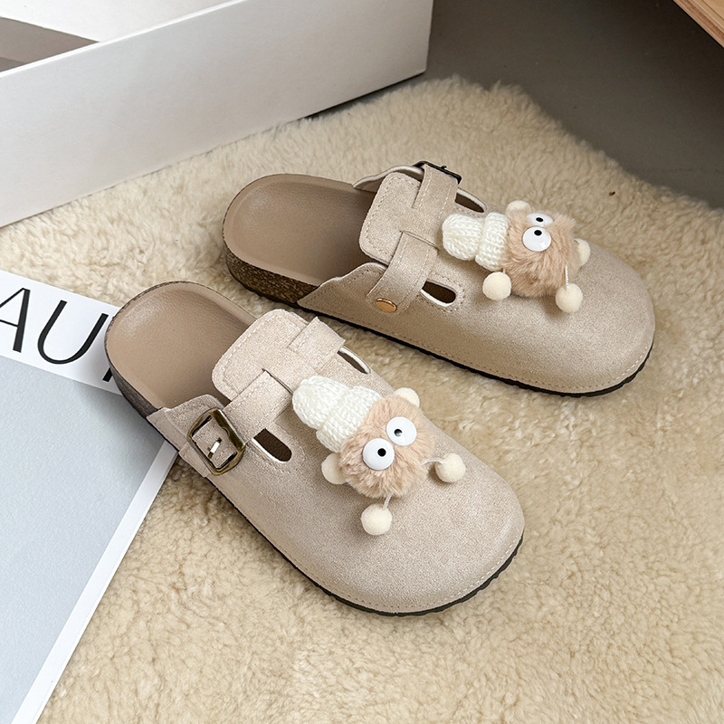 Ženske Baotou papuče s cartoon uzorkom, gornji dio od umjetne kože, PVC potplat, bez podstava, debljina potplata 0–3 cm, protuklizne, casual stil