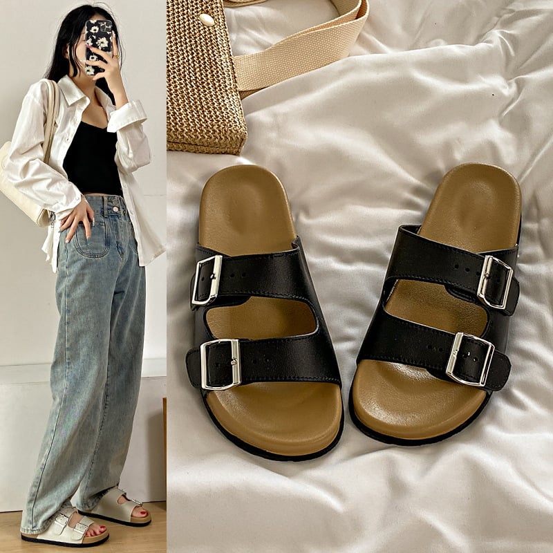 Dámske letné sandále s prackou, Birkenstock štýl, PVC horný diel a podrážka, injekčne tvarovaná podrážka, protišmyk, pohodlné