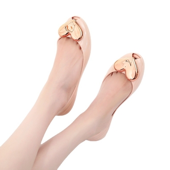 Sandale Fish Mouth Toe Heart-Shaped PVC, ravna potplata, casual slip-on s bočnim izrezima