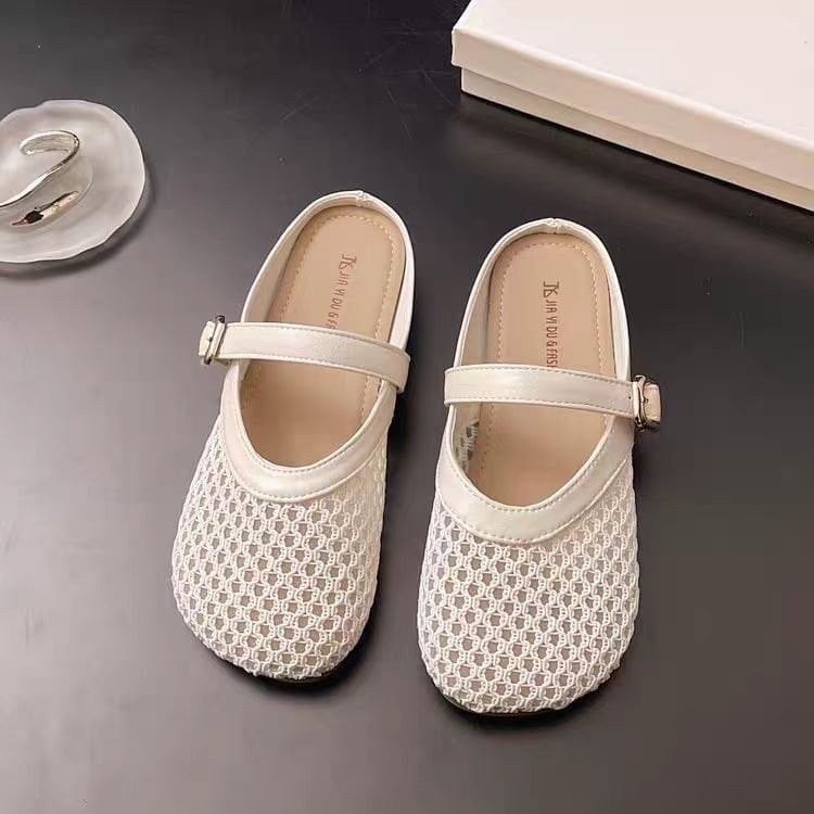 Ženske mrežaste papuče s prozračnim dizajnom – Slip-On, gumeni đon, jednofarebne, ravni potplat