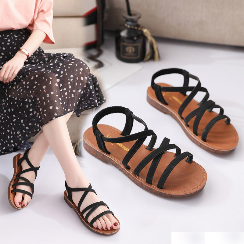 halinfer Casual Sandals - gornji dio od umjetne PU, potplat od Beef Tendon, okrugli nos, lagani, elastična traka, ležerni stil