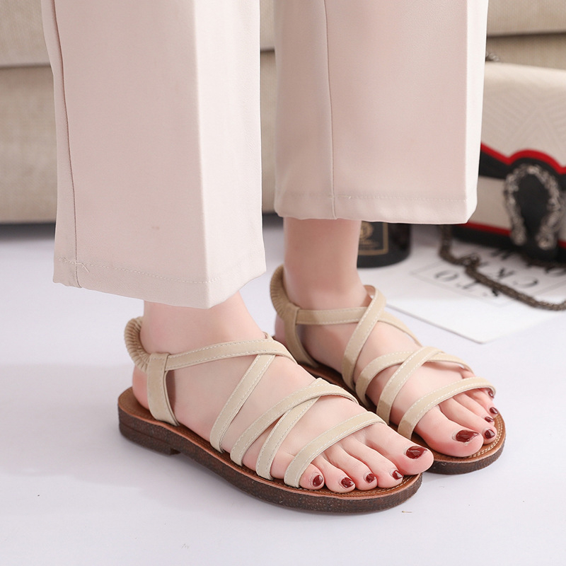 halinfer Casual Sandals - gornji dio od umjetne PU, potplat od Beef Tendon, okrugli nos, lagani, elastična traka, ležerni stil
