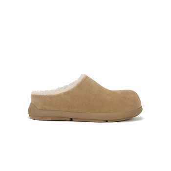 Ženske papuče od prave kože s umetnim krznom, debela gumena potplata (3–5 cm), slip-on, za svakodnevno zimsko nošenje