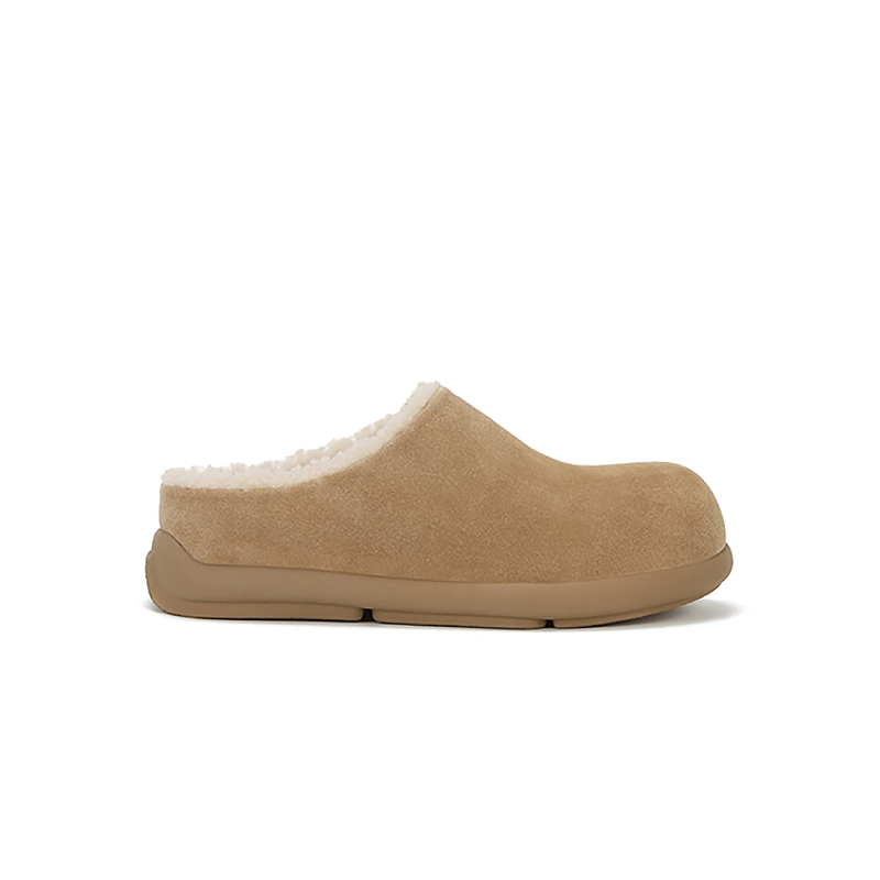 Ženske papuče od prave kože s umetnim krznom, debela gumena potplata (3–5 cm), slip-on, za svakodnevno zimsko nošenje