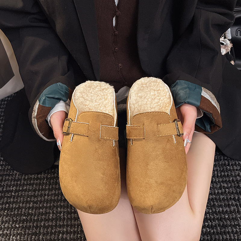 Willak ženske papuče s krznom, PVC gornji dio i potplat, Slip-On dizajn, debeli potplat 3–5 cm, ravna potpetica