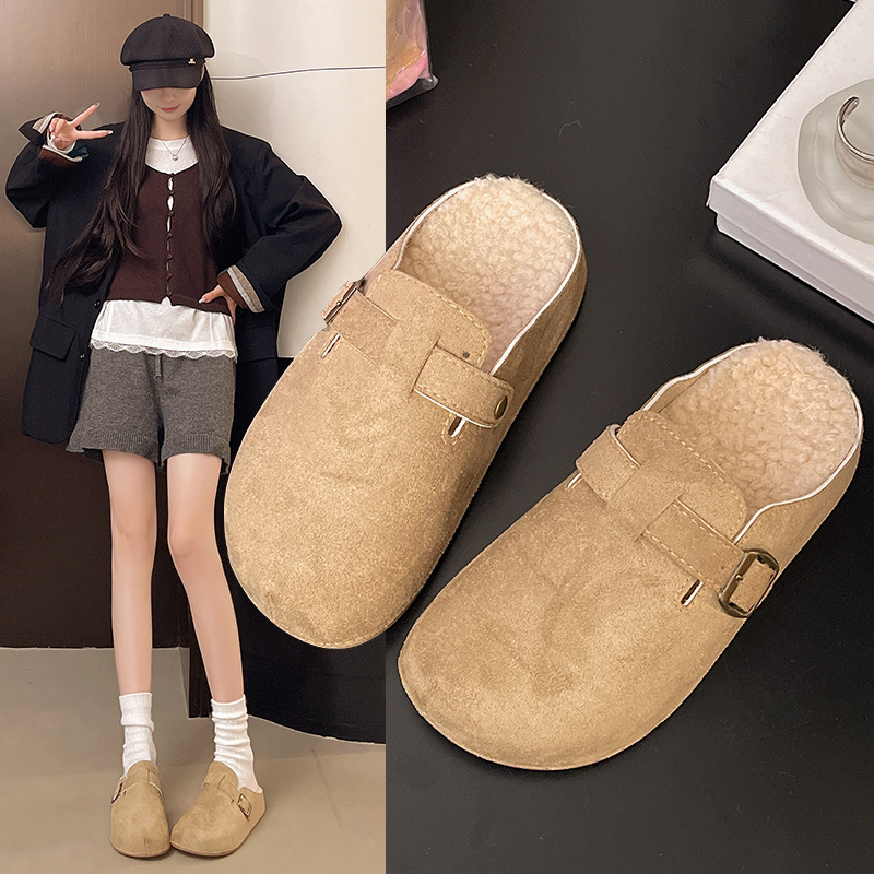 Willak ženske papuče s krznom, PVC gornji dio i potplat, Slip-On dizajn, debeli potplat 3–5 cm, ravna potpetica