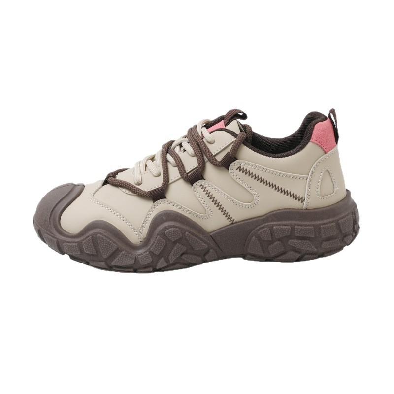 Ženske retro tenisice stil Dad Shoes, s flis podstavom, gornji dio od sintetičke kože, unutarnja mreža, PVC potplat, vezanje