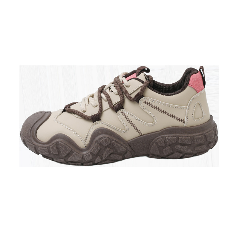 Ženske retro tenisice stil Dad Shoes, s flis podstavom, gornji dio od sintetičke kože, unutarnja mreža, PVC potplat, vezanje