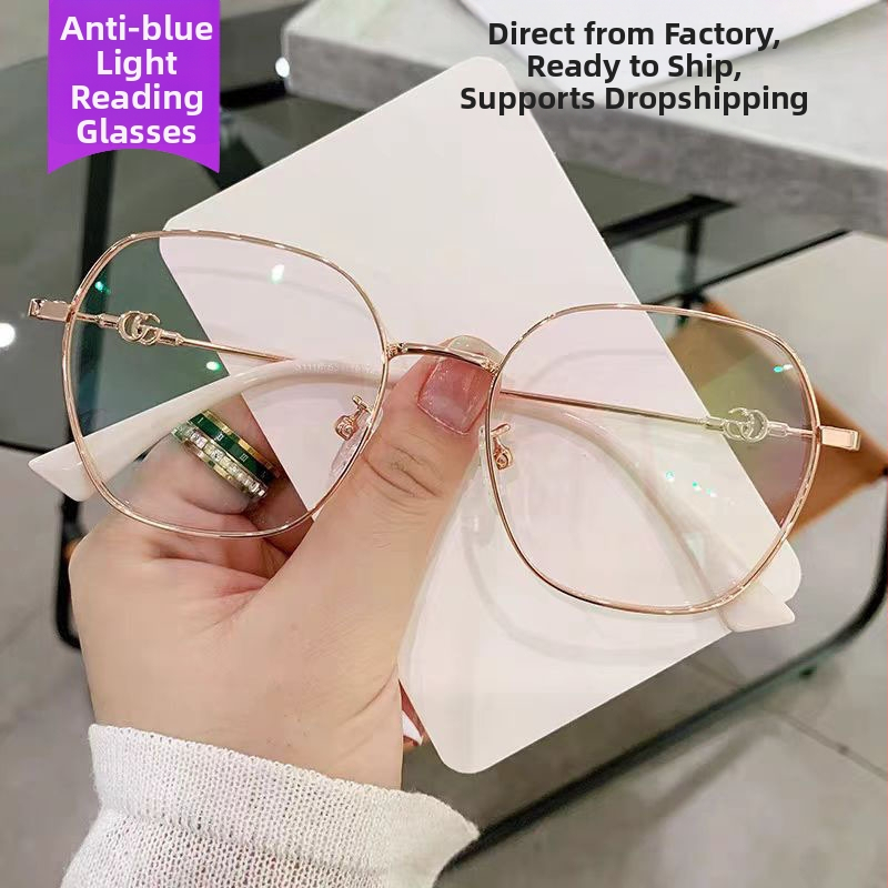 Lugemisprillid ultra-kergem metallraamiga, sinise valguse vastu, väsimuse vastu, kõrge eraldusvõimega läätsed, retro ümmargune stiil eakatele