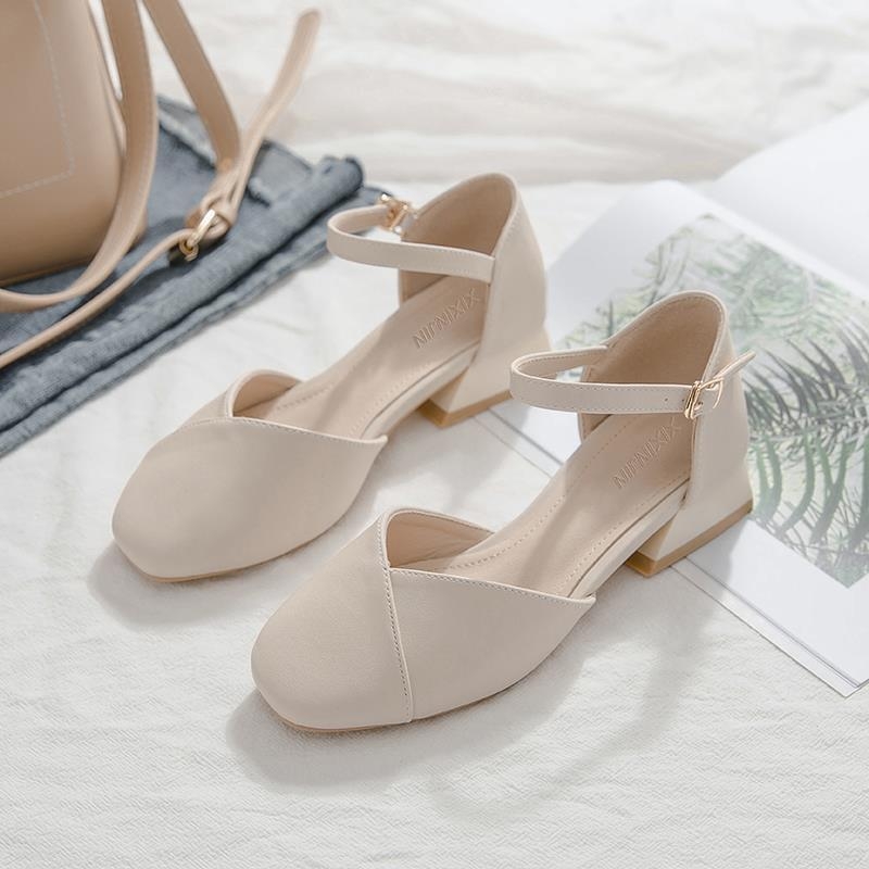 Sandale inspirirane cheongsam, s jednim remenom, srednja peta, gornji dio od pamuka, TPR potplat, moderni minimalistički stil