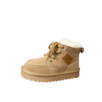 Vaikų žieminiai velūro batai su priekinio raištelių detale – unisex, guminė padas, 4–16 metų, 2025 metų žiemos leidimas