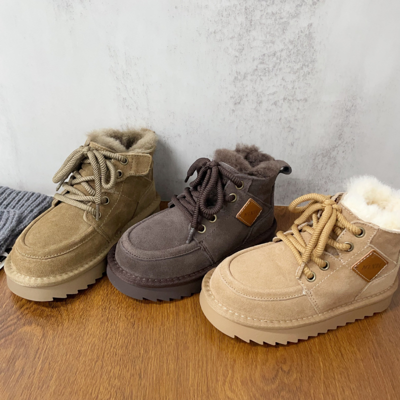 Vaikų žieminiai velūro batai su priekinio raištelių detale – unisex, guminė padas, 4–16 metų, 2025 metų žiemos leidimas