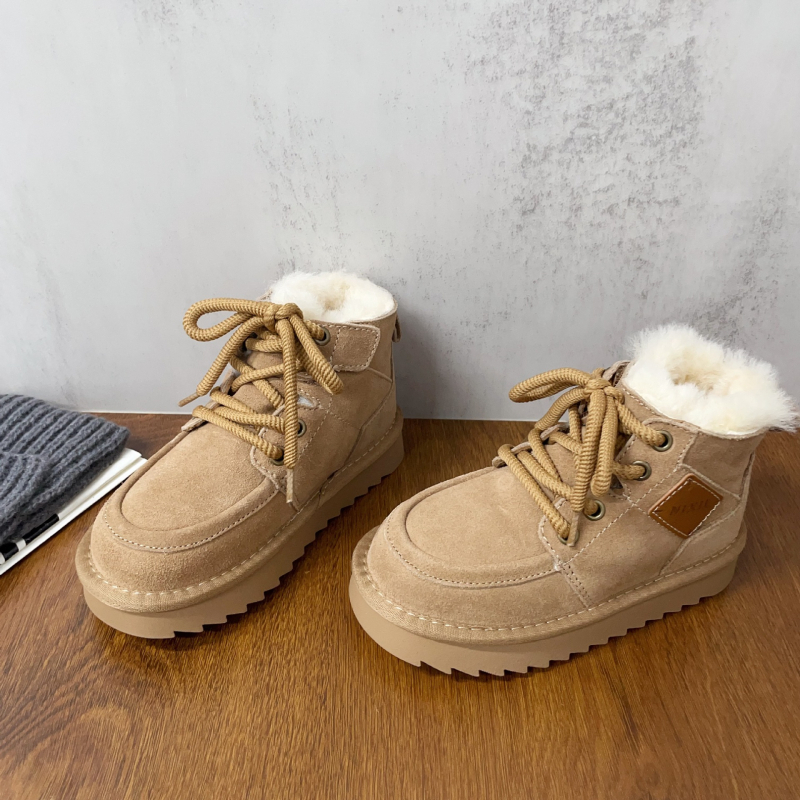 Vaikų žieminiai velūro batai su priekinio raištelių detale – unisex, guminė padas, 4–16 metų, 2025 metų žiemos leidimas