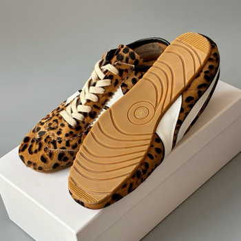 Ženske tenisice za trening s leopard printom, retro stil, niski gornji dio, prednje vezivanje, gumeni potplat