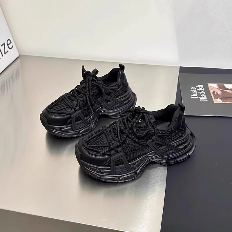 Ženske tenisice Dad Shoes, gornji dio od mikrovlakana, okrugli vrh, 6–8 cm visoka peta, prozračna unutrašnjost s mrežom, vezanje šnurkama
