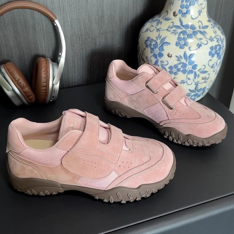 Dámske tenisky z mikrovlákna so suchým zipsom, gumová protišmyková podrážka, nízky členok, okrúhla špička, 1–3 cm podpätok, vhodné na turistiku a šport