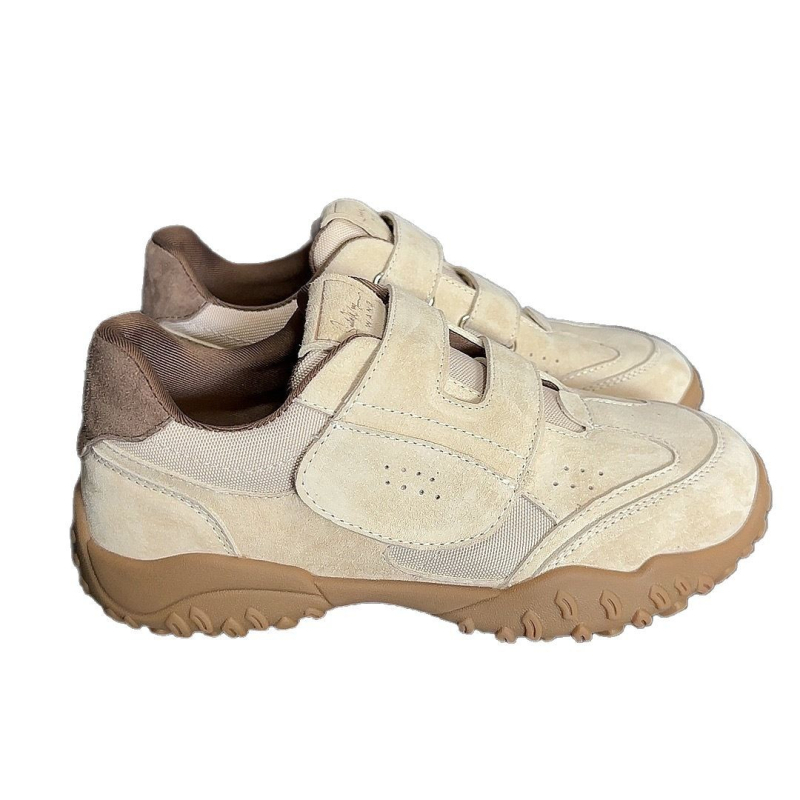 Dámske tenisky z mikrovlákna so suchým zipsom, gumová protišmyková podrážka, nízky členok, okrúhla špička, 1–3 cm podpätok, vhodné na turistiku a šport