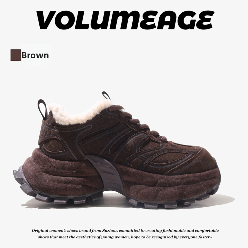 Női bőrből készült platformos sportcipő, vastag talppal, elől fűzőzár, lélegző technológia, belső műszőrös bélés