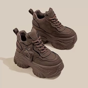 Pantofi dama tip dad shoes retro, cu creștere înălțime, partea superioară PU, talpă EVA, talpă din cauciuc, construcție injectată