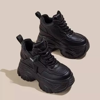 Pantofi dama tip dad shoes retro, cu creștere înălțime, partea superioară PU, talpă EVA, talpă din cauciuc, construcție injectată