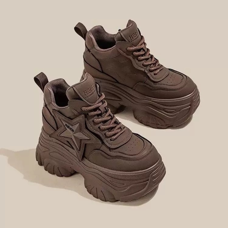 Pantofi dama tip dad shoes retro, cu creștere înălțime, partea superioară PU, talpă EVA, talpă din cauciuc, construcție injectată