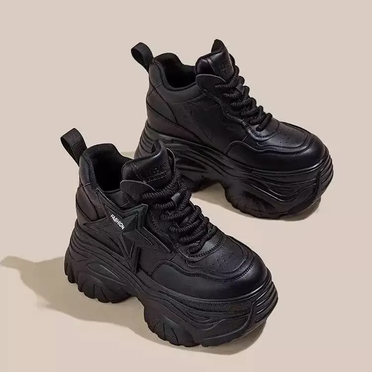 Pantofi dama tip dad shoes retro, cu creștere înălțime, partea superioară PU, talpă EVA, talpă din cauciuc, construcție injectată