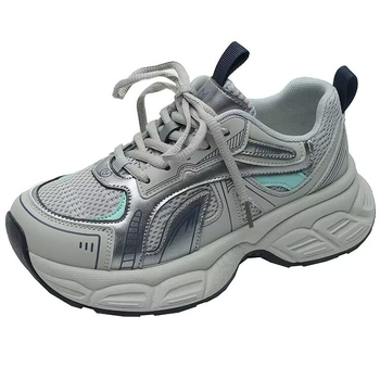 Ženske tenisice dad shoes s platformom, PU+mesh gornji dio, okrugli vrh, injekcijsko oblikovana potplat, EVA uložak