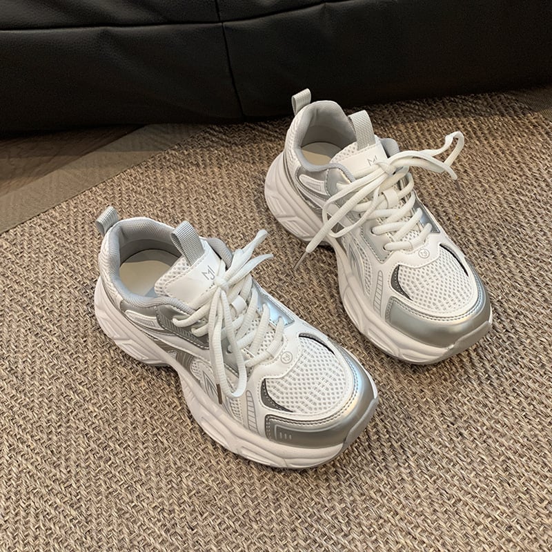Ženske tenisice dad shoes s platformom, PU+mesh gornji dio, okrugli vrh, injekcijsko oblikovana potplat, EVA uložak