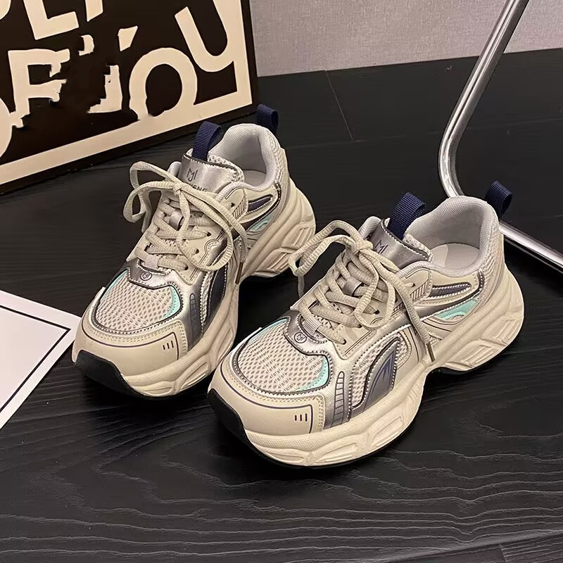 Ženske tenisice dad shoes s platformom, PU+mesh gornji dio, okrugli vrh, injekcijsko oblikovana potplat, EVA uložak
