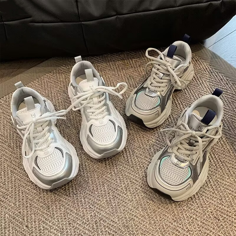 Ženske tenisice dad shoes s platformom, PU+mesh gornji dio, okrugli vrh, injekcijsko oblikovana potplat, EVA uložak