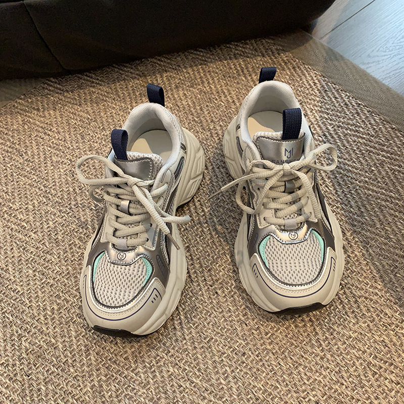 Ženske tenisice dad shoes s platformom, PU+mesh gornji dio, okrugli vrh, injekcijsko oblikovana potplat, EVA uložak