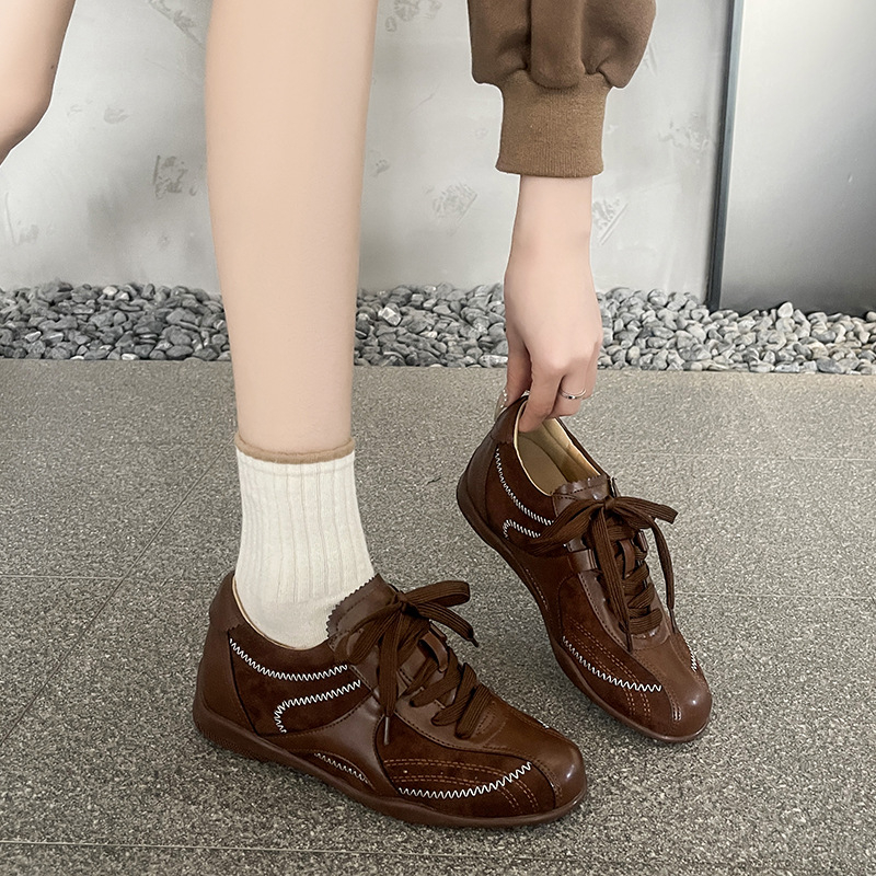 Forrest Gump tenisice s gornjim dijelom Cow suede + fabric, gumeni đon, okrugli vrh, visina pete 3-5 cm, vezanje