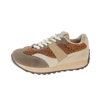 Dámske tenisky typu dad s vrchnákom z plátna, priedušná sieťovina, okrúhla špička, 3-5 cm vysoký stredný podpätok, gumová podrážka