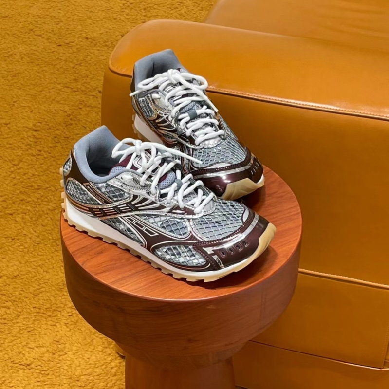 Unisex Dad Shoes s kožnim gornjim dijelom, gumom, srednja peta 3-5 cm, prednje vezivanje, mrežasta podstava