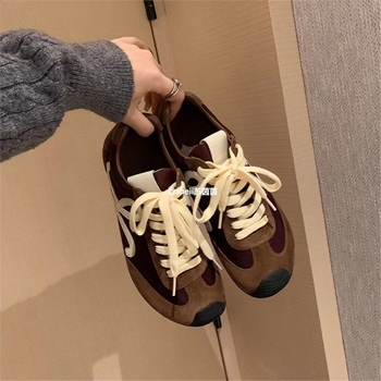 Forrest Gump вдъхновени дамски винтидж кожени обувки с връзки, кръгъл нос, нисък ток 1–3 см, гумена подметка