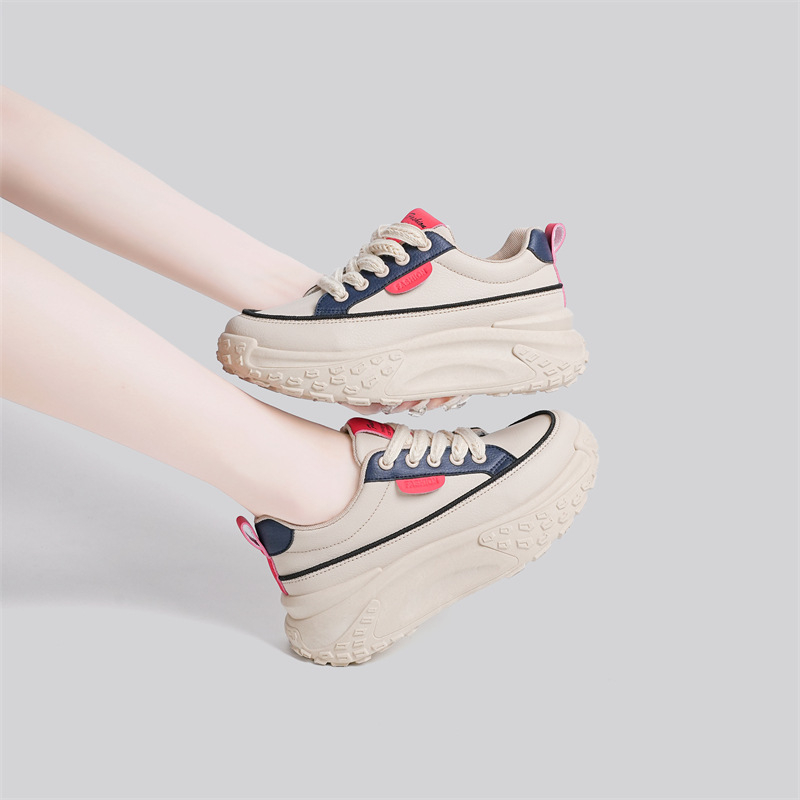 Pantofi femei Dad Shoes, stil coreean, talpă moale retro (Partea superioară: PU artificial; Talpa: plastic; Talpă interioară EVA; Închidere: șiret frontal)