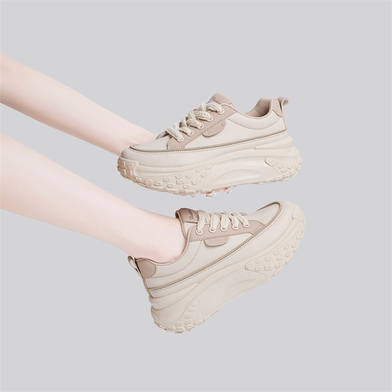 Pantofi femei Dad Shoes, stil coreean, talpă moale retro (Partea superioară: PU artificial; Talpa: plastic; Talpă interioară EVA; Închidere: șiret frontal)