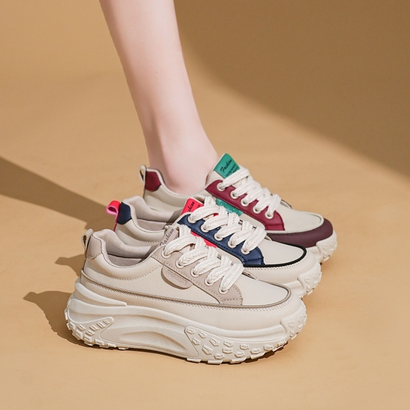 Pantofi femei Dad Shoes, stil coreean, talpă moale retro (Partea superioară: PU artificial; Talpa: plastic; Talpă interioară EVA; Închidere: șiret frontal)