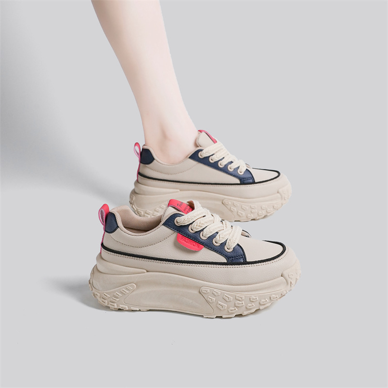 Pantofi femei Dad Shoes, stil coreean, talpă moale retro (Partea superioară: PU artificial; Talpa: plastic; Talpă interioară EVA; Închidere: șiret frontal)