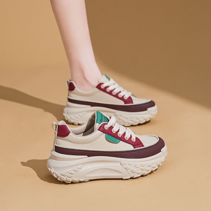 Pantofi femei Dad Shoes, stil coreean, talpă moale retro (Partea superioară: PU artificial; Talpa: plastic; Talpă interioară EVA; Închidere: șiret frontal)