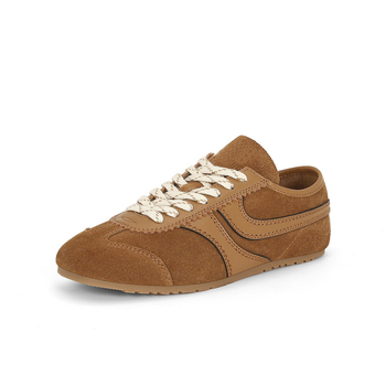 THEONELOVE Ženske tenisice s debelom potplatom, gornji dio od nubuka krave, gumasta potplata, vezanje, 3-5 cm