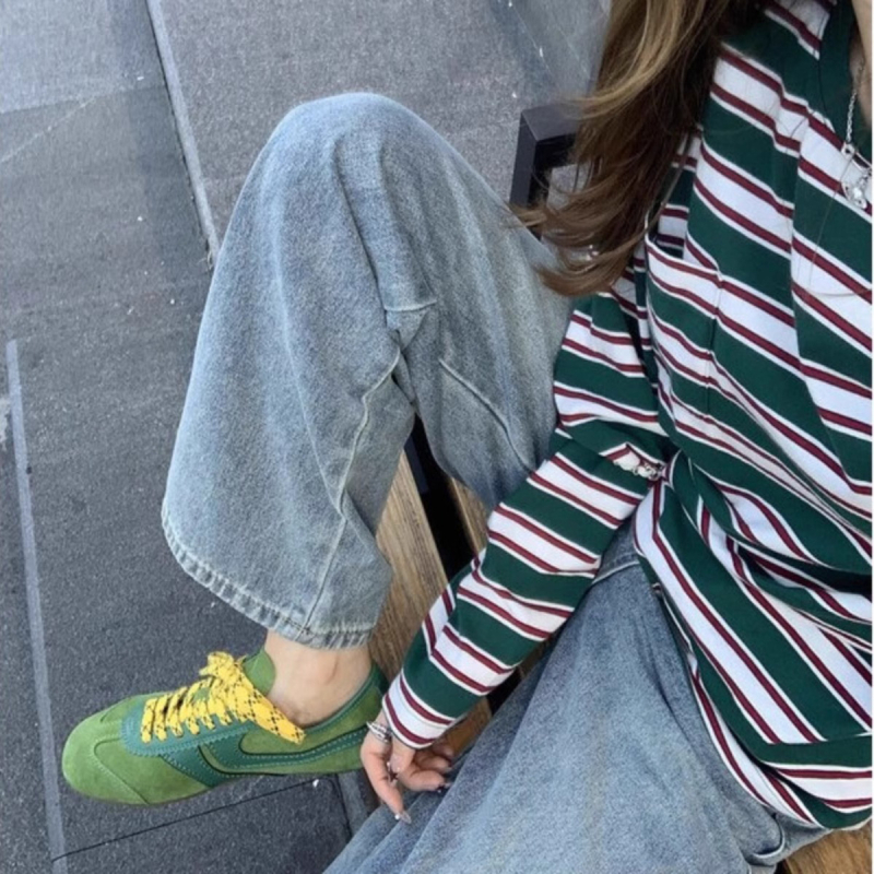 THEONELOVE Ženske tenisice s debelom potplatom, gornji dio od nubuka krave, gumasta potplata, vezanje, 3-5 cm