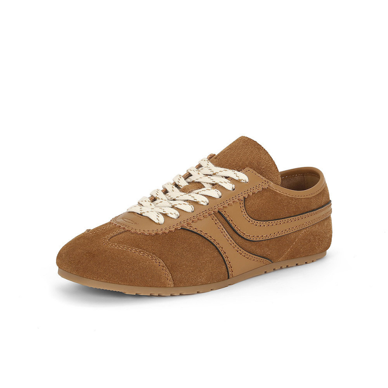 THEONELOVE Ženske tenisice s debelom potplatom, gornji dio od nubuka krave, gumasta potplata, vezanje, 3-5 cm