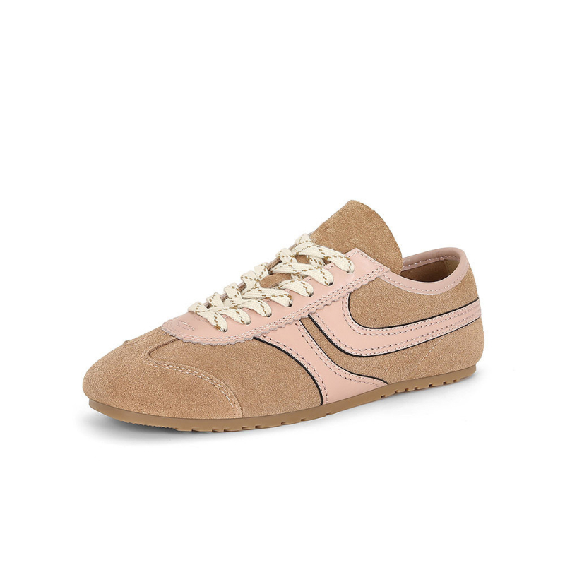 THEONELOVE Ženske tenisice s debelom potplatom, gornji dio od nubuka krave, gumasta potplata, vezanje, 3-5 cm