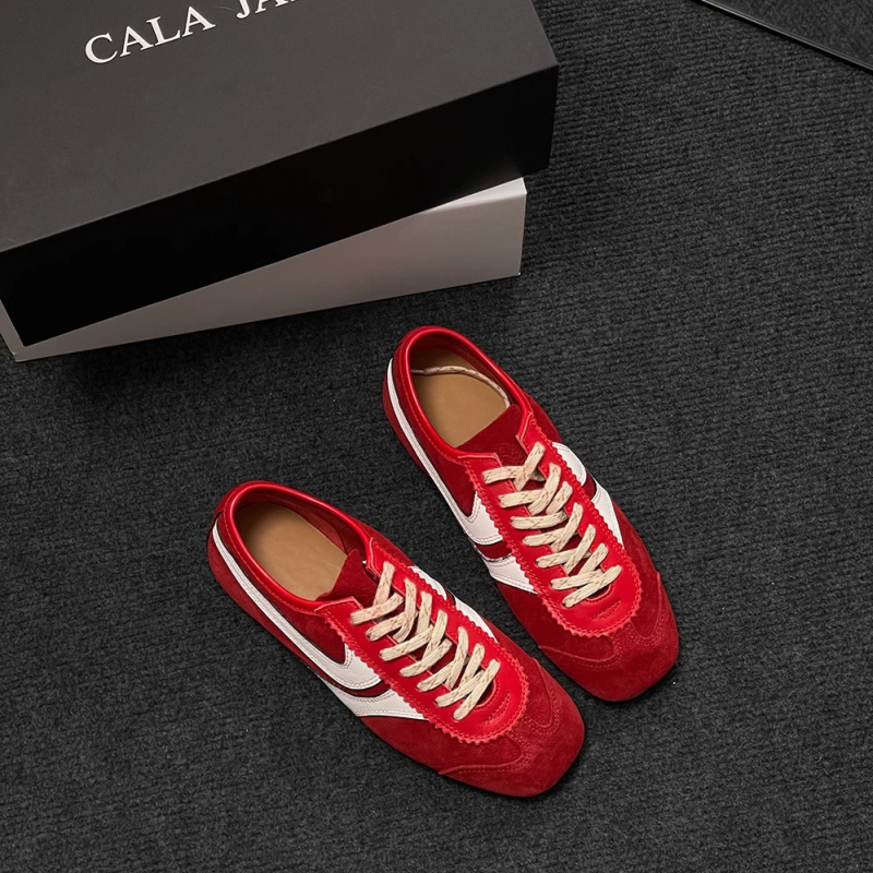 THEONELOVE Ženske tenisice s debelom potplatom, gornji dio od nubuka krave, gumasta potplata, vezanje, 3-5 cm