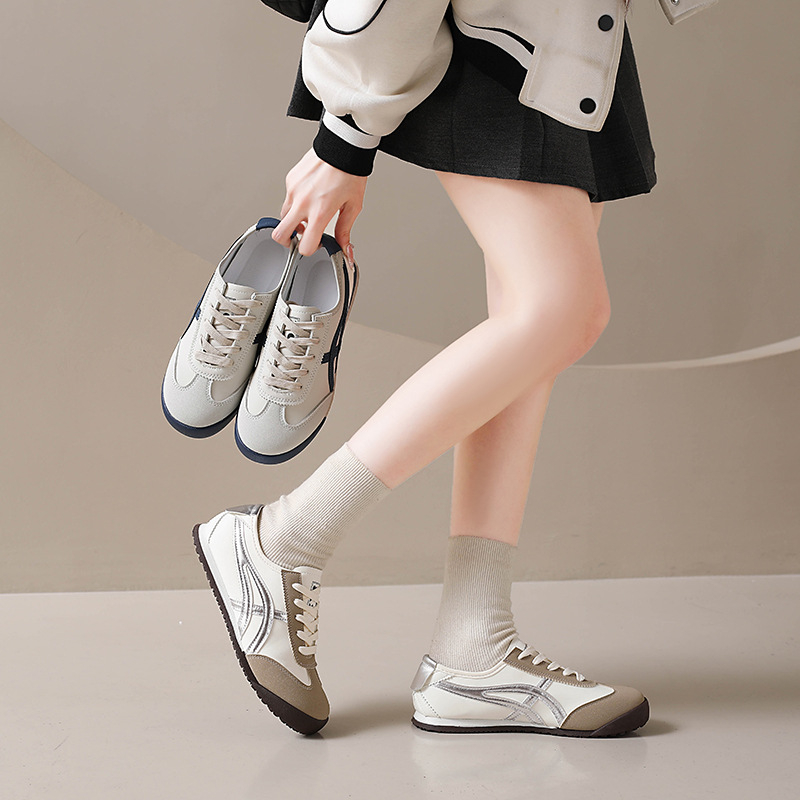 Ženske tenisice za trening s PU gornjim dijelom, vezanje, gumom podlogom, mrežasti unutarnji dio, peta 3–5 cm