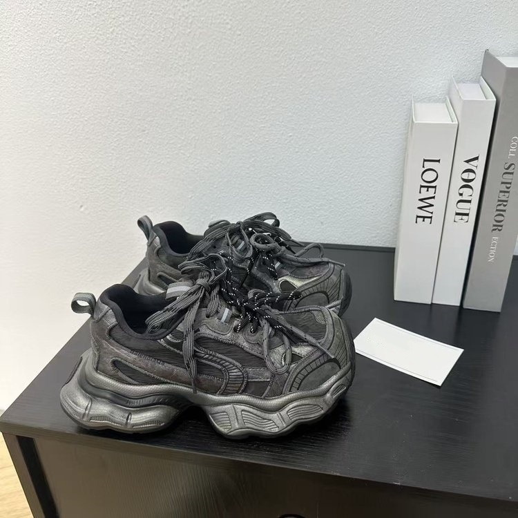 Ženske tenisice s debelim potplatom, korejski stil, visina potplata 3–5 cm, prednje vezanje, pogodne za zimu, proljeće i jesen