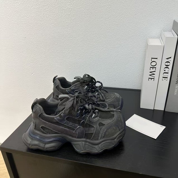 Ženske tenisice s debelim potplatom, korejski stil, visina potplata 3–5 cm, prednje vezanje, pogodne za zimu, proljeće i jesen