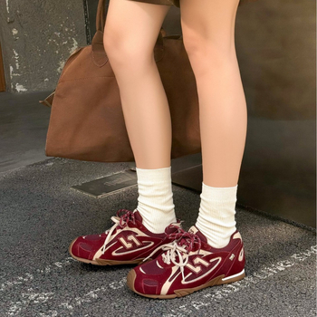 Ženske tenisice German Army Trainer s nubukom za gornji dio, mrežasti unutarnji dio, okrugli vrh, prednje vezivanje, peta 3–5 cm