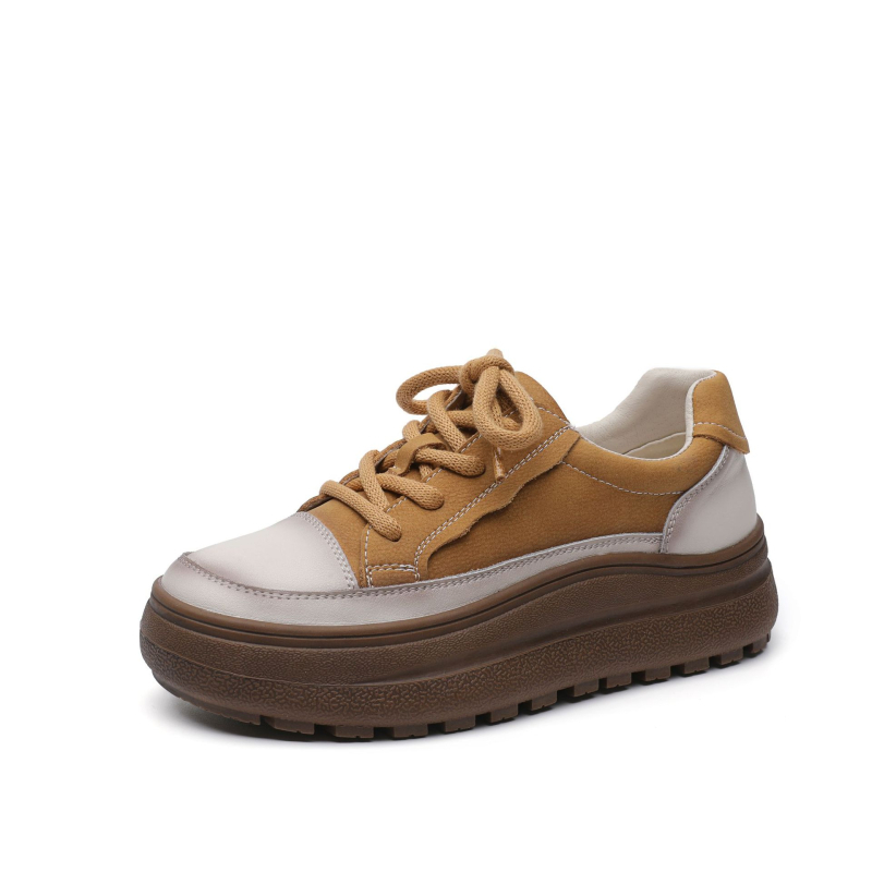 Ženske tenisice od teleće kože s debelim potplatom, vintage casual stil, prednje kopčanje, podstava od mikrovlakana, protuklizni gumeni đon